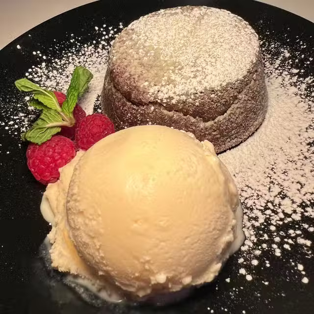 Chocolate lava cake dessert at Poppy East Village.
